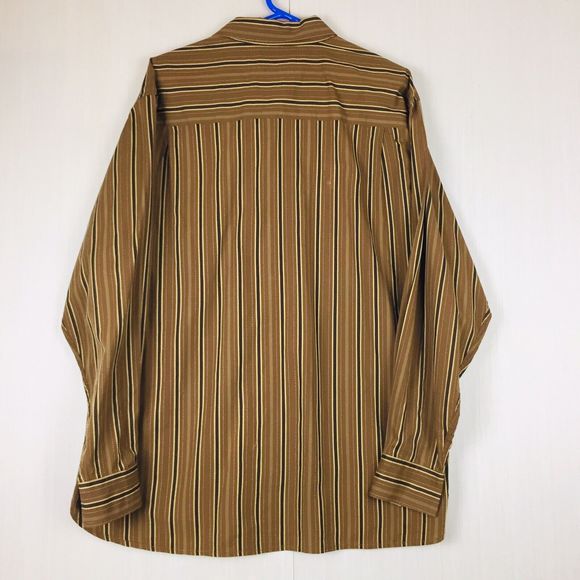 TOMMY BAHAMA Men's Brown Striped Long Sleeve 100% Cotton Dress Shirt Size XL - Picture 5 of 11